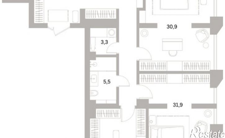 3-комн квартира в новом доме Екатеринбург, улица Гоголя, 21
